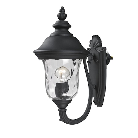 Z-Lite Armstrong Outdoor Wall Light, Black & Clear Waterglass 533S-BK